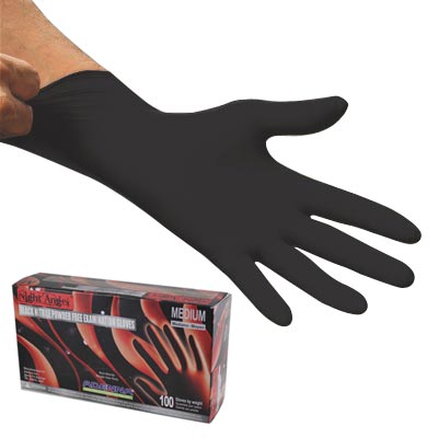 NIGHT ANGEL-Black Nitrile Powder Free Exam Gloves (100 ct)