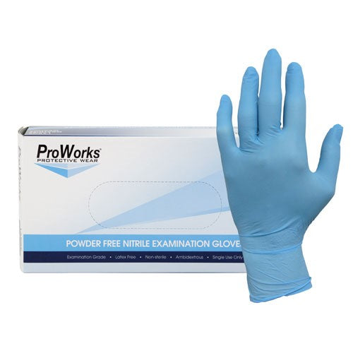ProWorks® Blue Powder Free Nitrile Exam Disposable Gloves