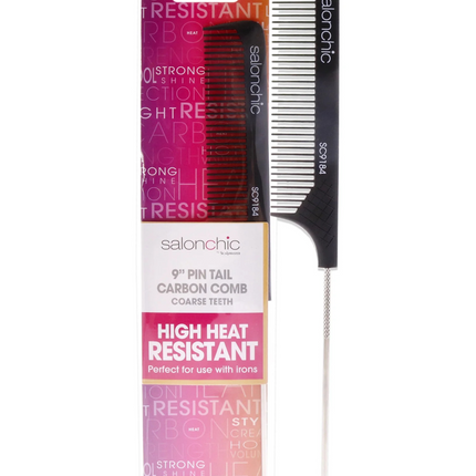 Salonchic 9" Pin Tail Hard Carbon High Heat Resistant Comb Course Teeth 1pc.